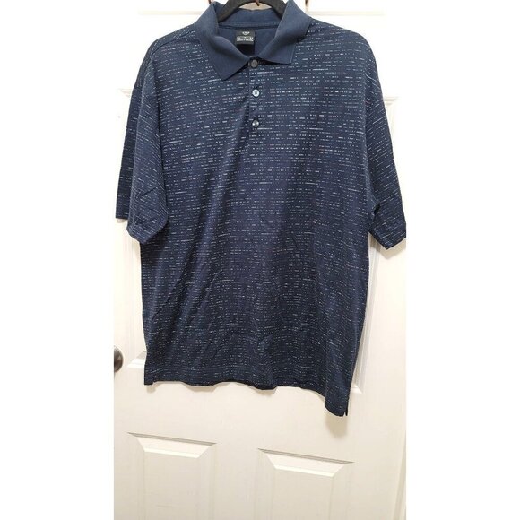 Nike Golf Mens L Polo Shirt Navy Blue Geometric Pattern Short Sleeve Button-Up C - Picture 2 of 7